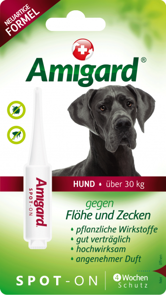 Amigard Spot-On 6 ml Hund über 30 kg Natürlicher Zeckenschutz bis zu 12 Wochen Wirkung jetzt kaufen