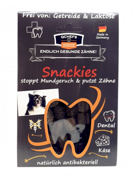 Hundesnacks Snackis Kauartikel Zahnpflege für Hunde mit Hüttenkäse 65g QCHEFS