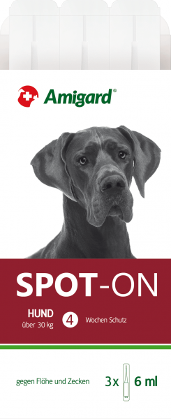 Amigard Spot-On 3 x 6 ml für große Hunde über 30 kg Parasitenschutz vor Zecken und Flöhen jetzt bestellen